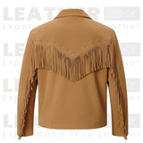 Western-Fransen-Wildlederjacke für Herren – Braun