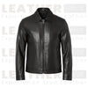 DKNY Black Classic Leather Laydown Collar Bomber Jacket