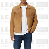 Western-Fransen-Wildlederjacke für Herren – Braun
