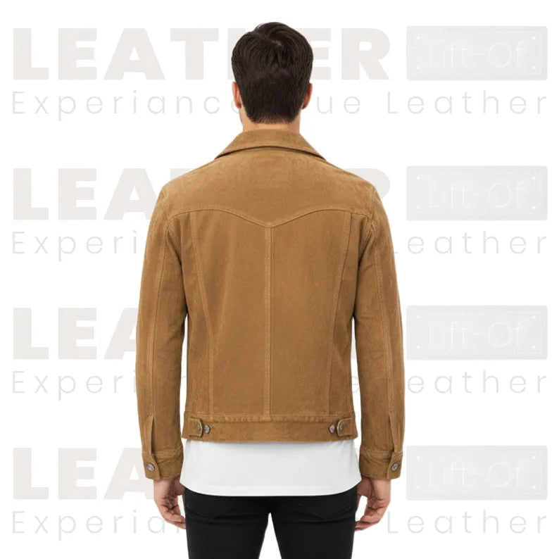 Veste Western en Cuir Velours Homme – Style Cow-boy Classique (Marron)