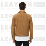 Veste Western en Cuir Velours Homme – Style Cow-boy Classique (Marron)