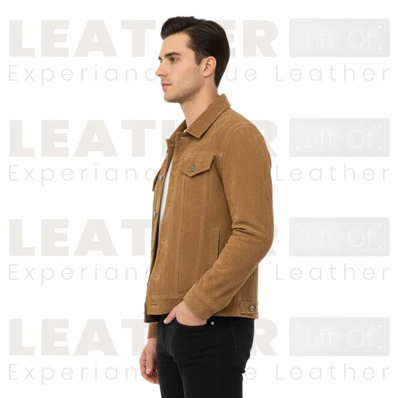 Veste Western en Cuir Velours Homme – Style Cow-boy Classique (Marron)