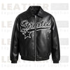 Men's Letter Graphic Faux Leather Street Style Bomber Jacket – Zip Up Motorcycle Outerwear