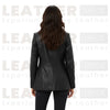Women’s Leather Blazer Jacket – Black Double-Breasted Style