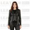 Women’s Black Gothic Edwardian Mid-Length Leather Jacket