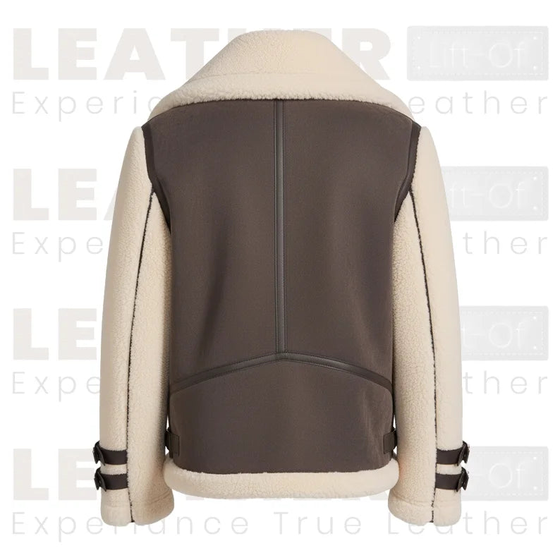 Women’s Coffee & Natural Shearling Leather Jacket – RHOSLYN