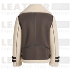 Women’s Coffee & Natural Shearling Leather Jacket – RHOSLYN