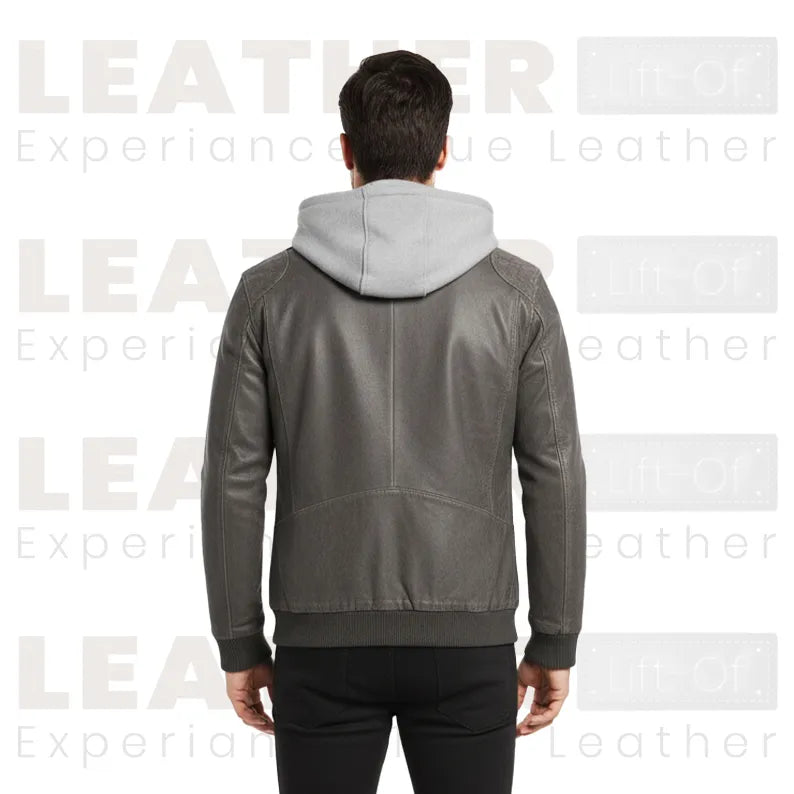 FLAVOR Brown Leather Motorcycle Jacket with Removable Hoodie