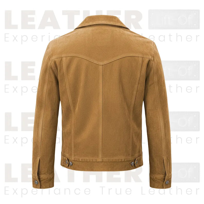 Veste Western en Cuir Velours Homme – Style Cow-boy Classique (Marron)
