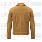 Men's Western Trucker Suede Leather Jacket – Classic Cowboy Style (Brown)