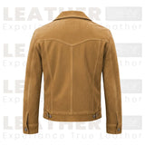 Veste Western en Cuir Velours Homme – Style Cow-boy Classique (Marron)
