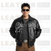 Men's Letter Graphic Faux Leather Street Style Bomber Jacket – Zip Up Motorcycle Outerwear