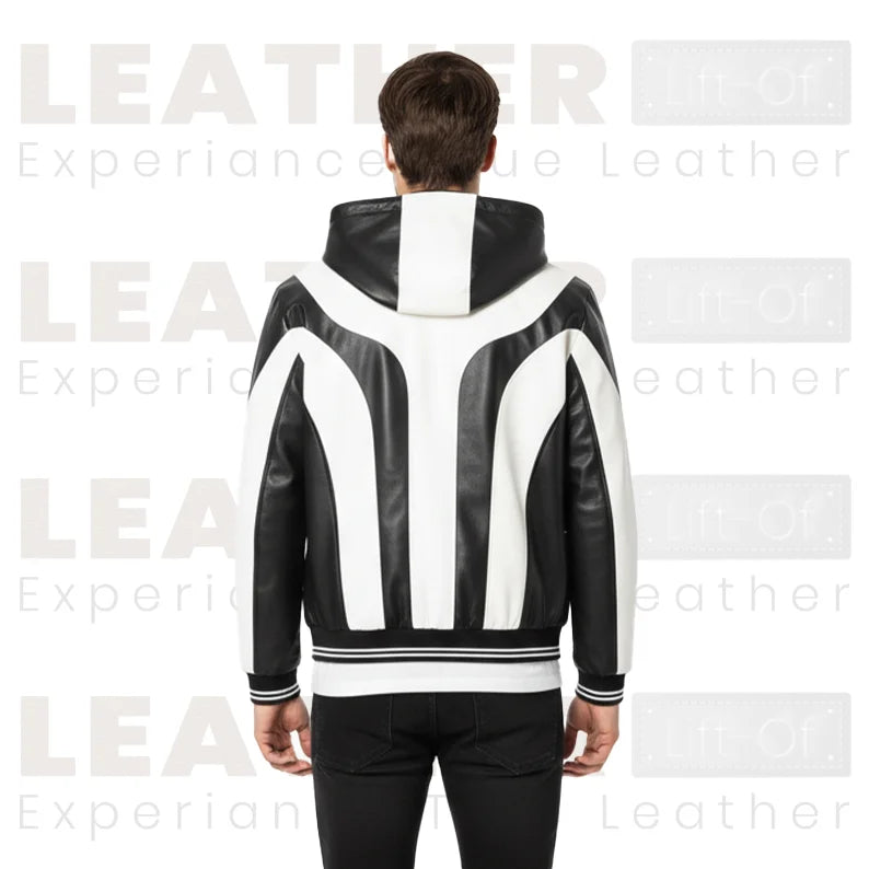 Herren Y2K PU-Leder Color-Block Motorradjacke – Schwarz & Weiß Streetwear Reißverschlussjacke