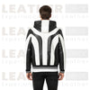 Men's Y2K PU Leather Color-Block Motorcycle Jacket – Black & White Streetwear Zip-Up