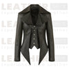 Women’s Black Gothic Edwardian Mid-Length Leather Jacket
