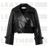 Women’s Black Leather Moto Jacket – Mergo Style