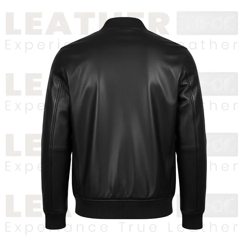 DE-MARCA Schwarze Bomberjacke aus echtem Lammleder für Herren