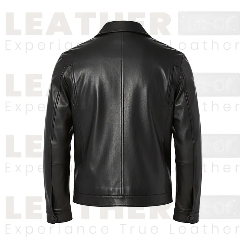 DKNY Schwarze klassische Bomberjacke aus Leder mit Umlegekragen