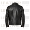 DKNY Black Classic Leather Laydown Collar Bomber Jacket