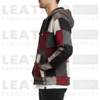 Patchwork-Strickjacke mit Kapuze – Mehrfarbige Winterjacke mit Reißverschluss