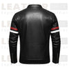 Men's Faux Leather Motorcycle Jacket – Red & White Stripe Biker Outwear