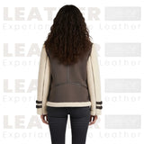 Women’s Coffee & Natural Shearling Leather Jacket | RHOSLYN