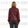 Women’s Burgundy Leather Trench-Style Jacket