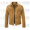 Men's Western Trucker Suede Leather Jacket – Classic Cowboy Style (Brown)