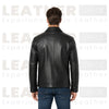 DKNY Black Classic Leather Laydown Collar Bomber Jacket