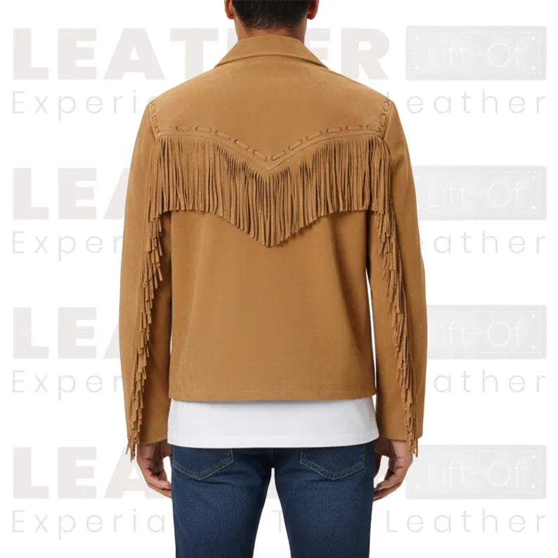 Western-Fransen-Wildlederjacke für Herren – Braun