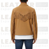 Western-Fransen-Wildlederjacke für Herren – Braun