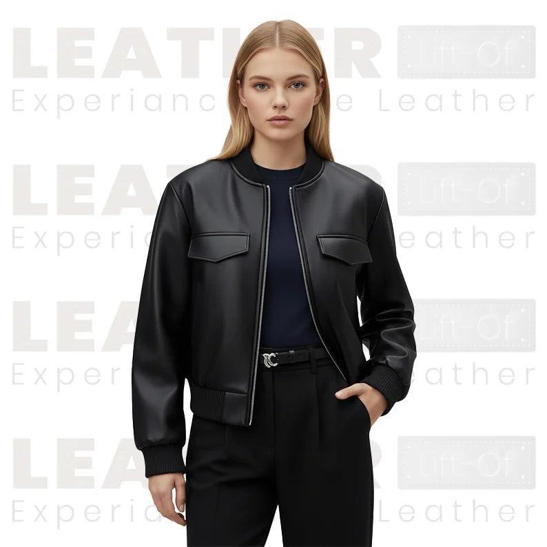 Blouson aviateur minimaliste en similicuir pour femme – Le style classique noir de tous les jours