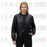 Blouson aviateur minimaliste en similicuir pour femme – Le style classique noir de tous les jours