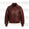 Women’s Oversized Brown Faux Leather Bomber Jacket – Zip-Up Style