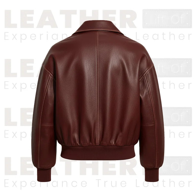 Blouson bombardier oversize zippé en similicuir marron pour femme
