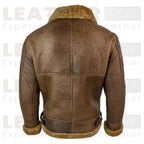 Men's Brown RAF Shearling Leather Jacket – Faux Sheepskin Lined Winter Coat