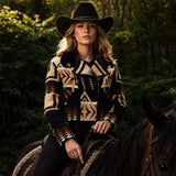 Women’s Beth Dutton Western Aztec shearling collar Jacket