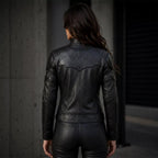 Herren-Bikerjacke aus schwarzem Leder im Superhelden-Stil – Mattes Finish