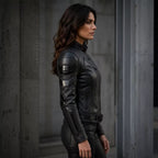 Herren-Bikerjacke aus schwarzem Leder im Superhelden-Stil – Mattes Finish