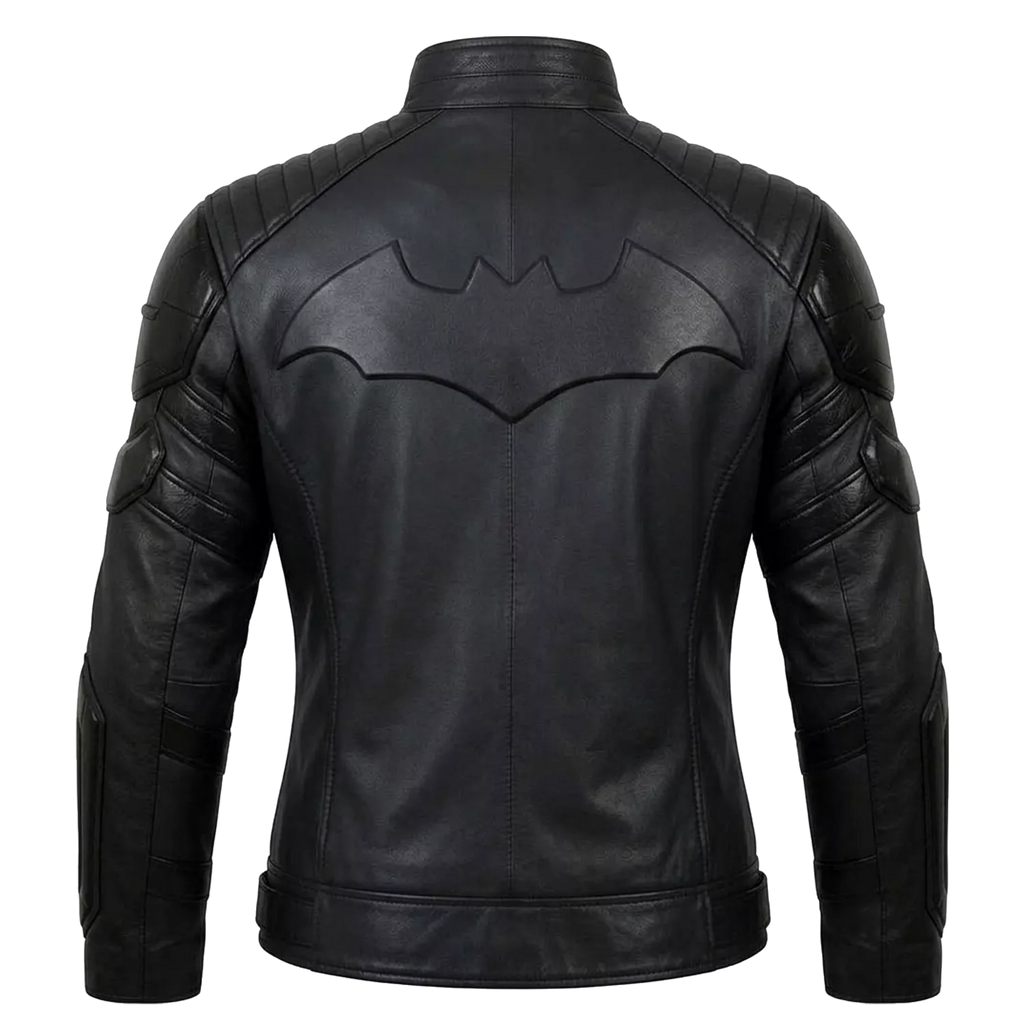 Herren-Bikerjacke aus schwarzem Leder im Superhelden-Stil – Mattes Finish