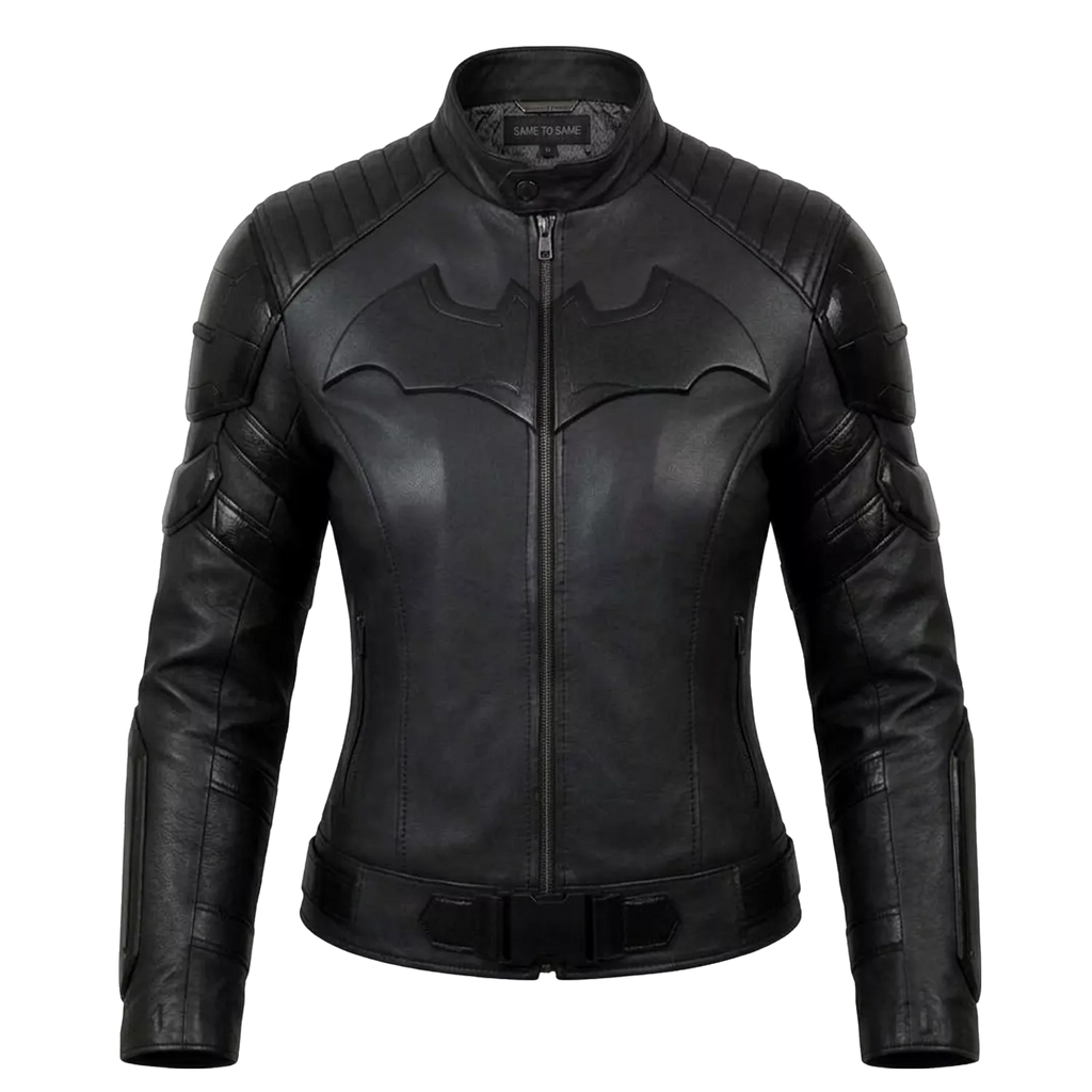 Herren-Bikerjacke aus schwarzem Leder im Superhelden-Stil – Mattes Finish
