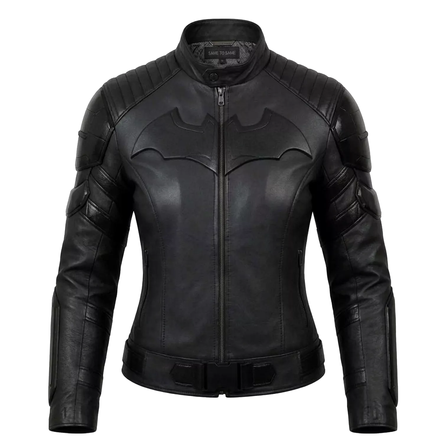 Herren-Bikerjacke aus schwarzem Leder im Superhelden-Stil – Mattes Finish