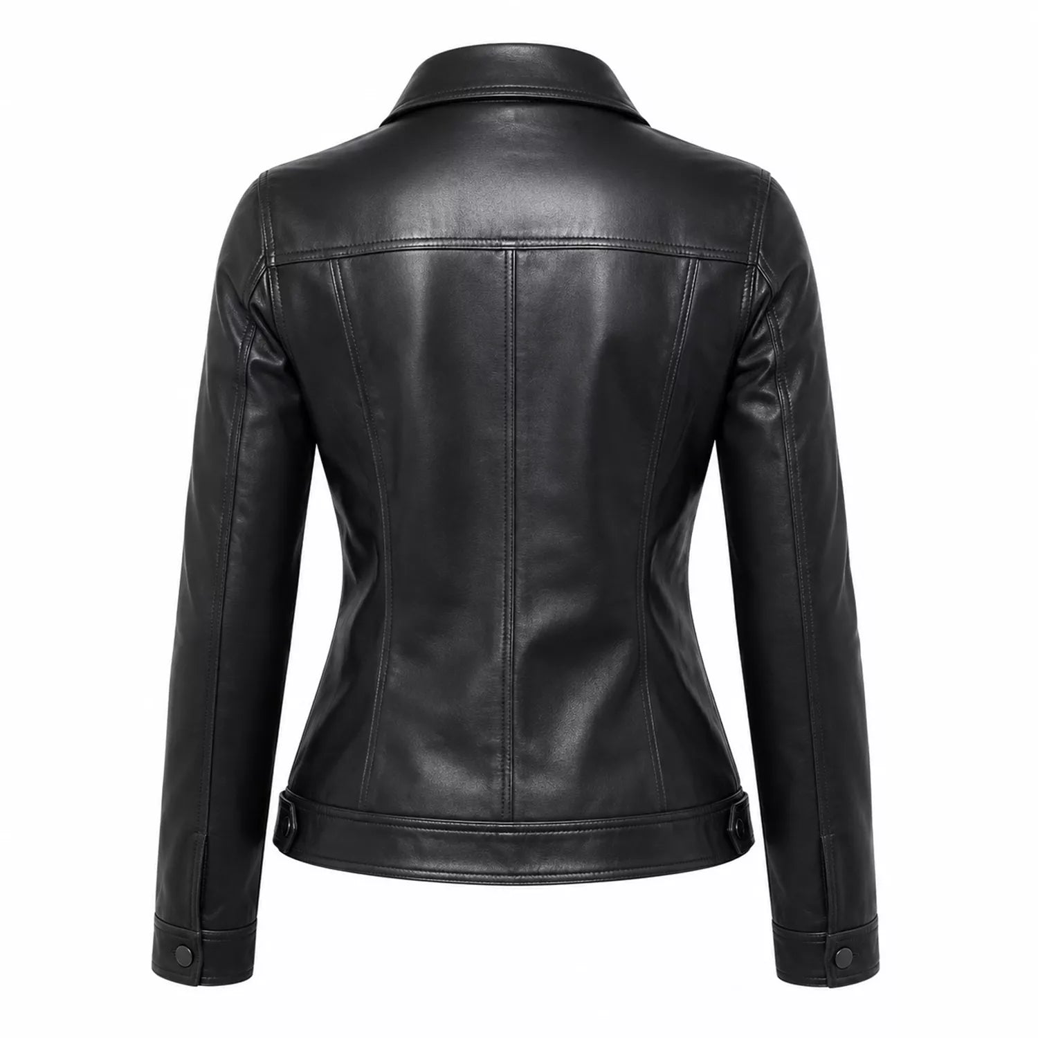 Women’s Black Leather Utility Jacket | Four Pocket Field Style