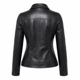 Women’s Black Leather Utility Jacket | Four Pocket Field Style