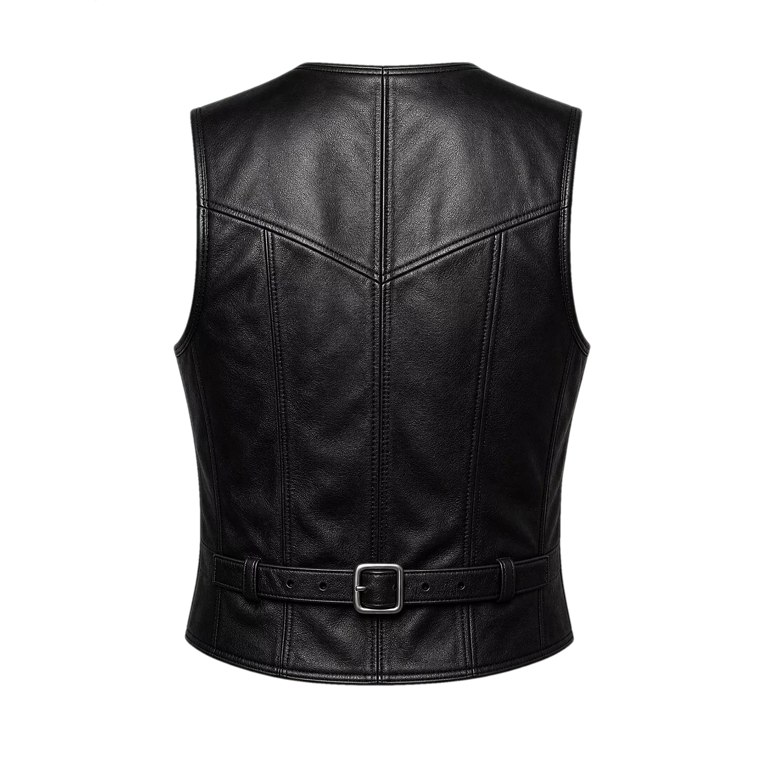 Women’s Black Leather Zip-Up Vest | Sleeveless Moto Waistcoat