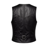 Women’s Black Leather Zip-Up Vest | Sleeveless Moto Waistcoat