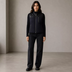 Women's Black Quilted Leather Vest | Zip-Up Sleeveless Outerwear
