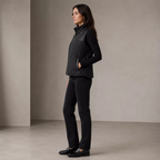 Women's Black Quilted Leather Vest | Zip-Up Sleeveless Outerwear