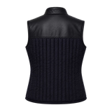 Women's Black Quilted Leather Vest | Zip-Up Sleeveless Outerwear