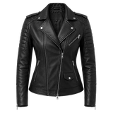 Women’s Black Quilted Moto Leather Jacket | Asymmetric Biker Jacket
